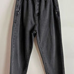 JustFab  High Rise Paperbag Waist Jeans Black Tapered Mom Fit Size 31 Photo 0