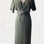 Nordstrom All in Favor Olive Green Plisse Midi Dress Photo 0