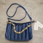 💕LANCASTER PARIS💕 Pleated Velvet Crossbody Bag ~ Blue NWT Photo 0