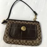 Coach Brown Monogram Wristlet Leather Canvas Small Purse Photo 1