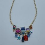 New three enamel owls on a branch fashion necklace Photo 1