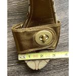 Coach Women’s Size 7 Wedge Sandals Peep For Patent Leather Navy Blue Khaki Cc Photo 11