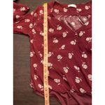 Vestique Red White Floral Bell Sleeve Deep Vneck Bodysuit Size Large Romantic Girly Photo 7