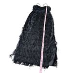 Vintage Inspired Black Fringe Maxi evening Gown With Rhinestone Straps Black Size M Photo 11