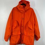 DKNY Vintage Parka Jacket Large Orange Hooded Cotton Shell Made in Hong Kong 90s Photo 0