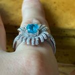 Natural Blue Apatite Sterling Silver Cocktail Ring Size 9 Photo 1