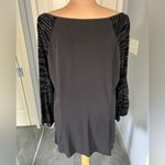 Ny Collection  Black Stretch Top Velvet Accent Flare‎ Sleeves Whimsigoth Witchy Photo 4