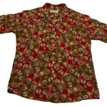 Pendleton Vintage  Rayon Blouse 8 Nautical Map Print Silk-Feel Navy Trade Routes Photo 0