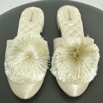 Birdies Champagne Pale Gold Dupioni Satin Pom Poms Songbird Slip On Mules 8.5 Photo 4