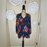 ODDY Green/Blue Floral Print Swing Style Crochet Lace Top Size Small Green Photo 1