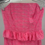 Lilly Pulitzer Lowe Fiesta Pink Pretty Gingham Strapless Peplum Dress 6 neon Photo 3