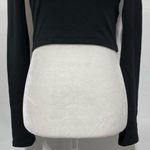 & Other Stories & Other Stories Ribbed Cotton Long Sleeve Crewneck Cropped Top Black Size XS Photo 3