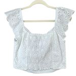 Urban Romantics Y2K Eyelet Crop Top L White Smocked V Neck Boho Chic Coquette Photo 5