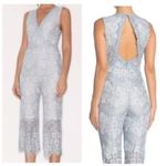 Foxiedox Lace V-Neck Cropped Jumpsuit in Ice Blue Photo 1