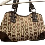 Etienne Aigner Ettiene Aigner Tan & Brown Canvas Shoulder Bag Photo 1