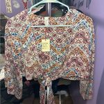 Raga  NWT  crop boho tie front top , Floral and Multicolor. Photo 0