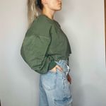 Peach Love California NEW Olive Green Cropped Sweatshirt Photo 8