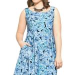 Carmen Marc Valvo Luxe by  blue roses fit and flare dress  with pockets size 16P Photo 3