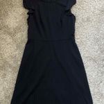 Loft  Navy Pinstripe Ruffle Sleeve Dress Photo 0