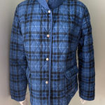 Jane Ashley  Quilted Reversible Blue Plaid Jacket Large Photo 0