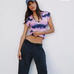 Free People NWOT Movement True North Printed Tee Navy/Pink Gradient Women Small Photo 13