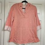 Soft Surroundings  Sweatshirt Hoodie Boxy Coral Orange 1/2 Sleeve Size Medium Photo 2