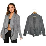 Nike  Yoga Top Womens M Dri Fit Open Front Drape Cardigan Heathered Athletic Gray Photo 13