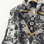 Free People | Kanuk Hoodie Black White Floral Boho Wide Sleeve Hood | Medium Photo 2