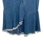 Yumi Kim Yumi Anthropogie Women’s Asymmetric Raw Frayed Hem Denim Peplum Midi Skirt Blue Photo 3