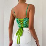 SheIn Retro Print Lace-Up Corset Top Photo 1