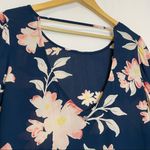 Billabong  Blue Floral Dress Heart Strayed‎ Back Strap Long Sleeves A-Line Small Photo 6