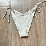 Aerie  High Cut Cheeky Jacquard Tie Bikini Bottom in White Size M NWT Photo 0
