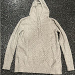 American Eagle Boho Hooded Pullover Cable Knit Sweater Light Grey Small Photo 0