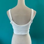 Aerie NWT  Jacquard Longline Scoop Bikini Top White Beach Swim Surfing Size L Photo 3