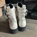 Sam Edelman Womens Jennifer Combat Boots Size 7.5 White Leather Textured Zip Up Photo 2