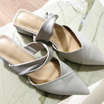 Like New Lamb Leather Heels Mules White Size 6.5 Photo 0