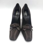 Prada  Women's Dark Brown Leather  Suede Heels Photo 2