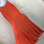 Fresha London Boutique Coral Ruffle Wrap Tie Dress Women's size Medium Red Photo 6