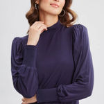 Elie Tahari  Smocked Turtleneck Knit Top Women's‎ Small Willow Green Career NWT Photo 0