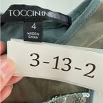 Toccin Dress Womens 4 Blue Sequin Cut Out Gown Formal Long Mesh Cocktail Party Blue Photo 6