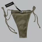 Pretty Little Thing Sage Green Crinkle Tie Side Bikini Bottoms US Size 6 NWT Photo 1