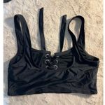 Aerie  Women's Black Lace-Up Bikini Top Standard Size L Photo 2
