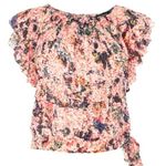 Karen Millen NWT  Women’s 2 Pop-up Ruffles Georgette Top Watercolor Floral Print Photo 0