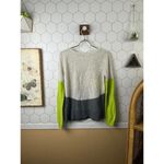 Free People Beach Gray and Lime Wool Scoop Neck Sweater - Size - Small Photo 4