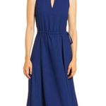 Anne Klein NWT Camellia Jenna Drawstring Midi Dress NAVY Photo 0