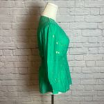 Harvé Benard  Women's M Green Smocked Peplum Blouse Rayon Blend Boho Chic Photo 1