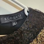 Eloquii  Long Sleeve Sequined Colorblock Mini Party Formal Dress Gold Black Sz 14 Photo 8