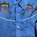 Montgomery ward VTG pearl snap button ranchwear dress shirt 16 Blue Photo 3