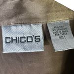 Chico's  Button Down Shirt Womens M Brown Silk Collared Stretch Modest Old Money Photo 4