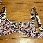 Sanctuary  | Pink & White Leopard Print Tie Bikini Top Size Medium Removable Pads Photo 0